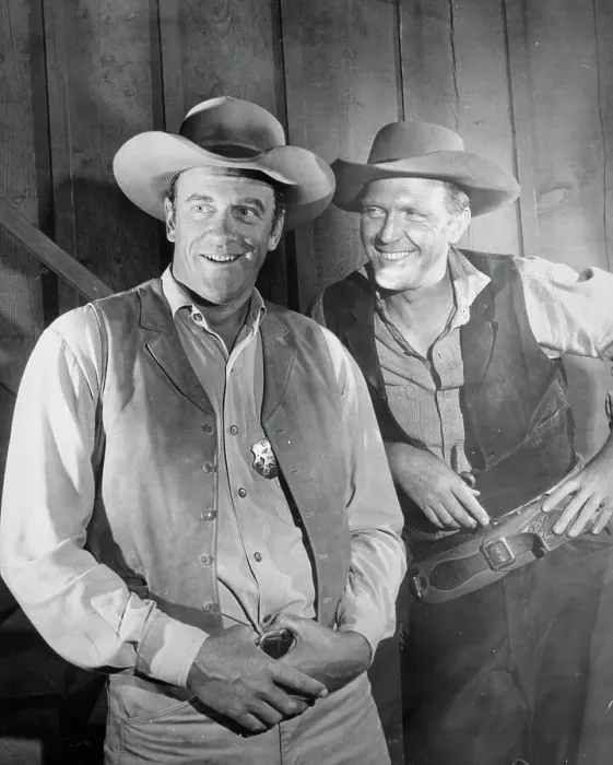: Actor James Arness Alongside Costar in Gunsmoke : Actor James Arness Alongside Costar in Gunsmoke