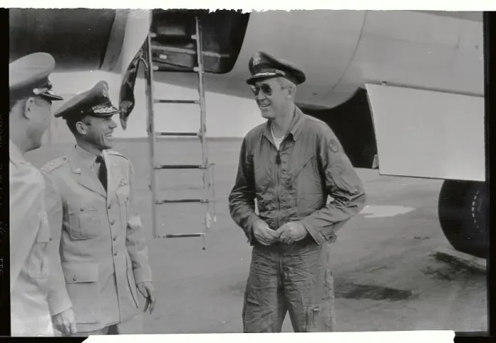 Framed Print : Actor James Stewart Being Met in Uniform Framed Print : Actor James Stewart Being Met in Uniform