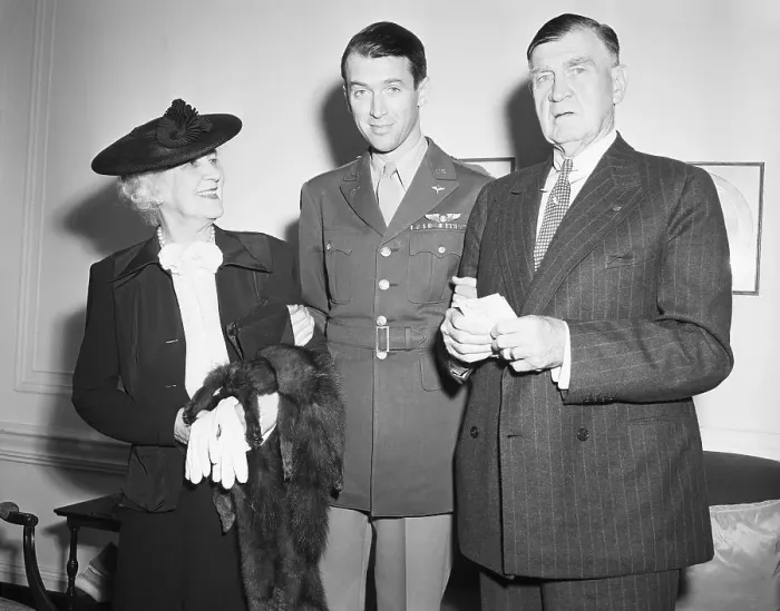 Framed Print : Actor James Stewart in Uniform with Parents Framed Print : Actor James Stewart in Uniform with Parents