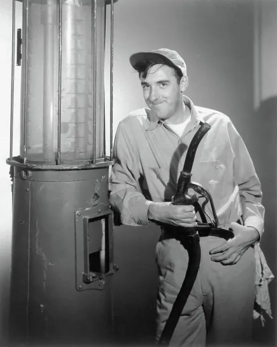 Framed Print : Actor Jim Nabors Holding Gas Station Hose Framed Print : Actor Jim Nabors Holding Gas Station Hose