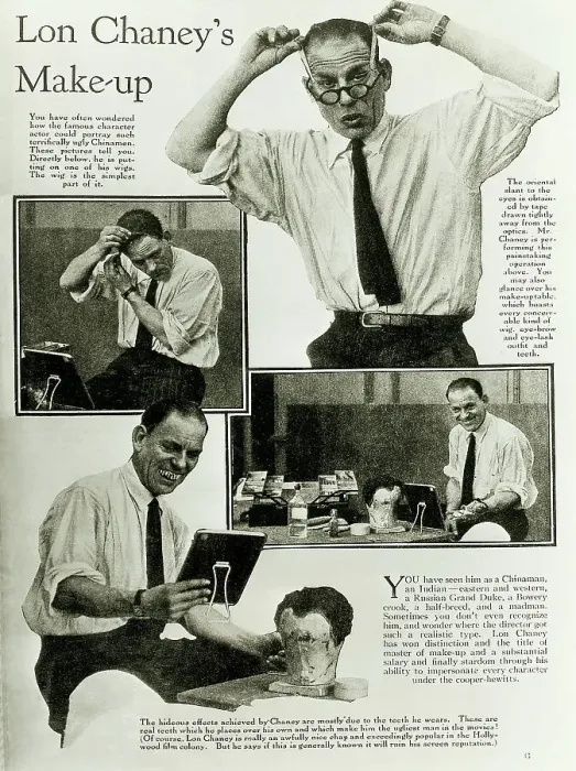 Framed Print : Actor Lon Chaney Applying Makeup Framed Print : Actor Lon Chaney Applying Makeup