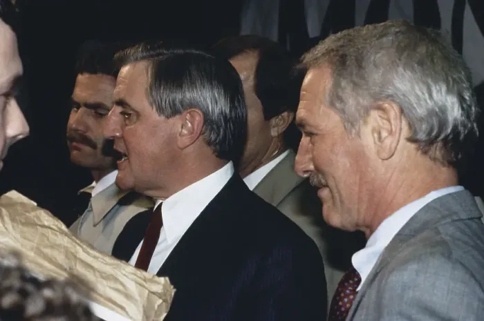 Framed Print : Actor Paul Newman with Walter Mondale at Political Event Framed Print : Actor Paul Newman with Walter Mondale at Political Event