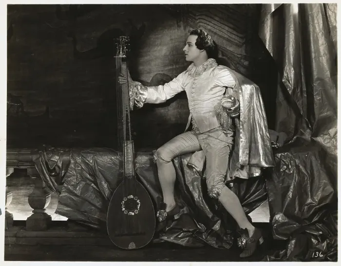 Framed Print : Actor Rudolph Valentino Posing with Mandolin