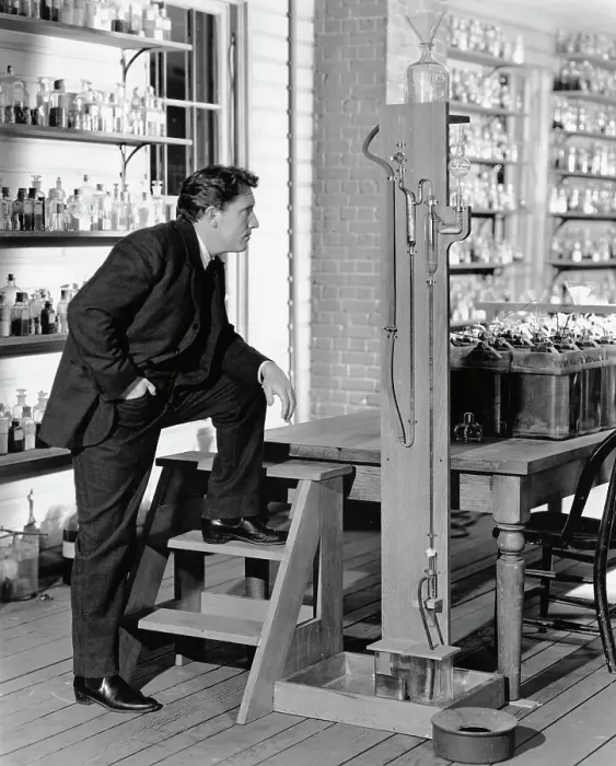 Framed Print : Actor Spencer Tracy Posing in Laboratory Scene from Edison, The Man Framed Print : Actor Spencer Tracy Posing in Laboratory Scene from Edison, The Man
