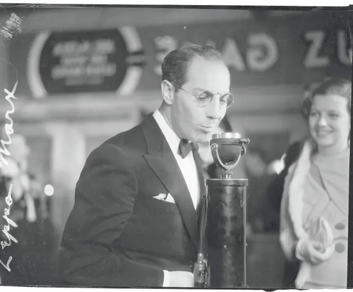 Framed Print : Actor Zeppo Mark at Microphone Framed Print : Actor Zeppo Mark at Microphone