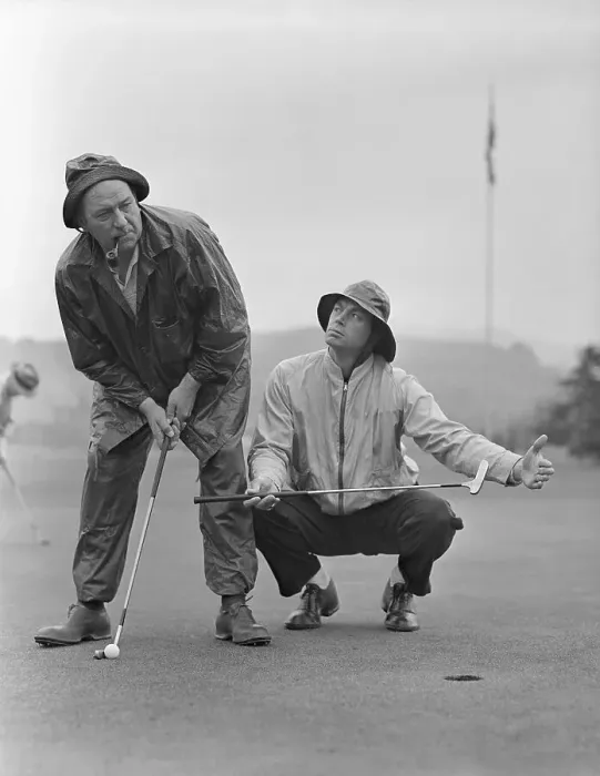Framed Print : Actors Edgar Kennedy and Johnny Weismuller Golfing Framed Print : Actors Edgar Kennedy and Johnny Weismuller Golfing
