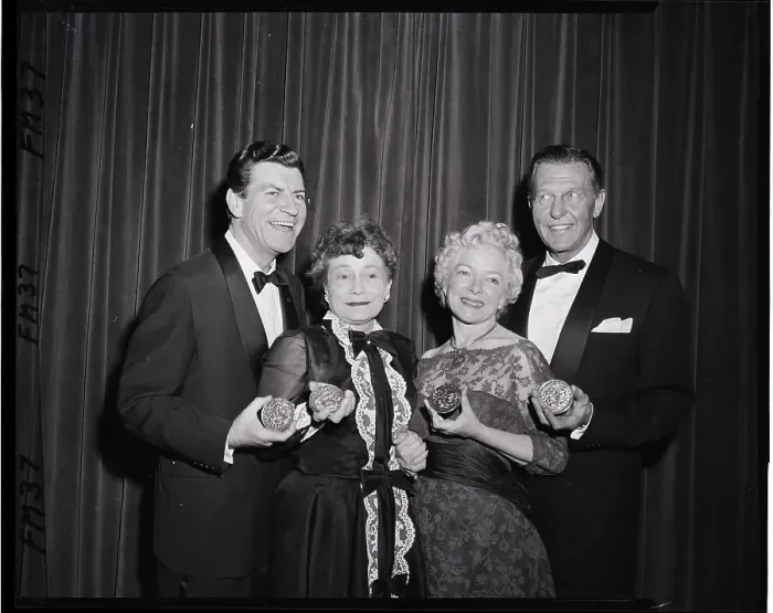 Framed Print : Actors Pose W / Tony Award Medals