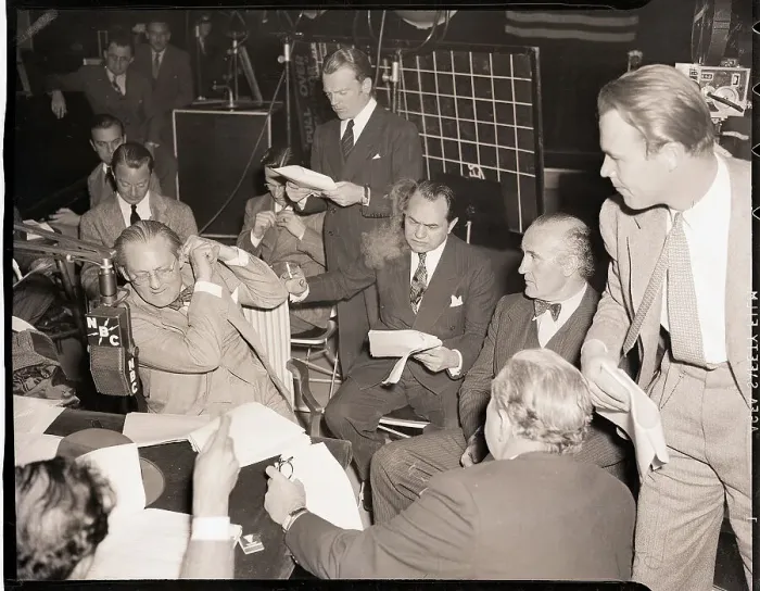 Framed Print : Actors Rehearse Radio Broadcast Framed Print : Actors Rehearse Radio Broadcast