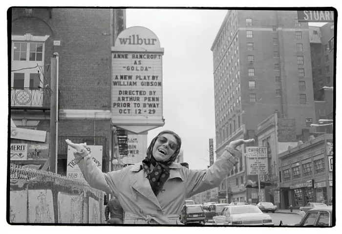Framed Print : Actress Anne Bancroft near Two Identical Theater Marquis Framed Print : Actress Anne Bancroft near Two Identical Theater Marquis