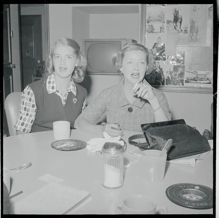 Framed Print : Actress Bette Davis and Daughter Sitting at Table Together Framed Print : Actress Bette Davis and Daughter Sitting at Table Together