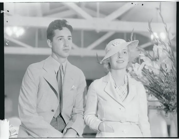 Framed Print : Actress Bette Davis With Harmon Nelson at Sporting Event Framed Print : Actress Bette Davis With Harmon Nelson at Sporting Event