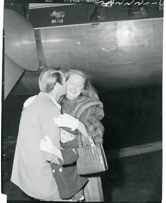 Framed Print : Actress Bette Davis Hugging Husband and Daughter Framed Print : Actress Bette Davis Hugging Husband and Daughter
