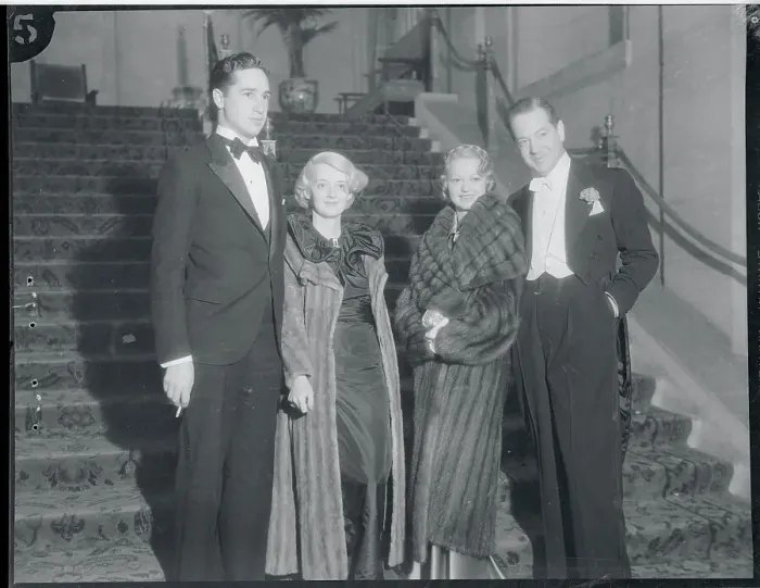 Framed Print : Actress Bette Davis With Husband and Friends at Ball Framed Print : Actress Bette Davis With Husband and Friends at Ball