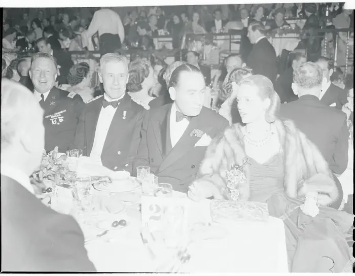 Framed Print : Actress Bette Davis With Military Friends at Awards Dinner Framed Print : Actress Bette Davis With Military Friends at Awards Dinner