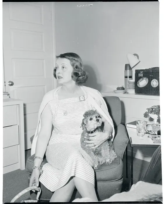 Framed Print : Actress Bette Davis Sitting With Her Dog Framed Print : Actress Bette Davis Sitting With Her Dog