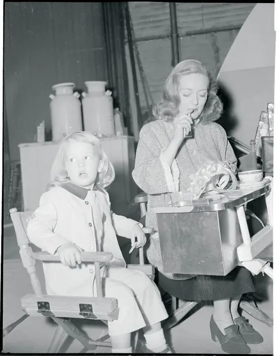 Framed Print : Actress Bette Davis Studying With Daughter on Film Set Framed Print : Actress Bette Davis Studying With Daughter on Film Set