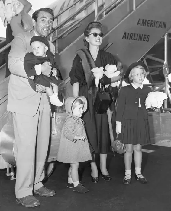 Framed Print : Actress Bette Davis Traveling With Husband and Children Framed Print : Actress Bette Davis Traveling With Husband and Children