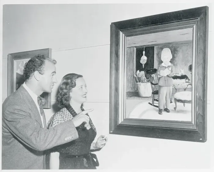 Framed Print : Actress Bette Davis and William Grant Sherry Gazing at Artwork Framed Print : Actress Bette Davis and William Grant Sherry Gazing at Artwork