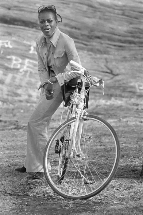 Framed Print : Actress Cicely Tyson Seated on a Bicycle Framed Print : Actress Cicely Tyson Seated on a Bicycle
