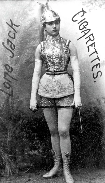Framed Print : Actress dressed in soldier uniform, on Lone Jack Cigarettes tobacco card, 1887 Framed Print : Actress dressed in soldier uniform, on Lone Jack Cigarettes tobacco card, 1887