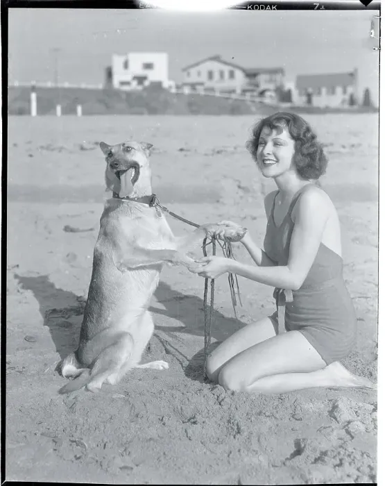 Framed Print : Actress Frances Dee on Beach with Dog Framed Print : Actress Frances Dee on Beach with Dog