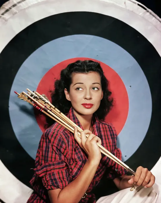 Framed Print : Actress Gail Russell Sitting with Archery Target and Arrows