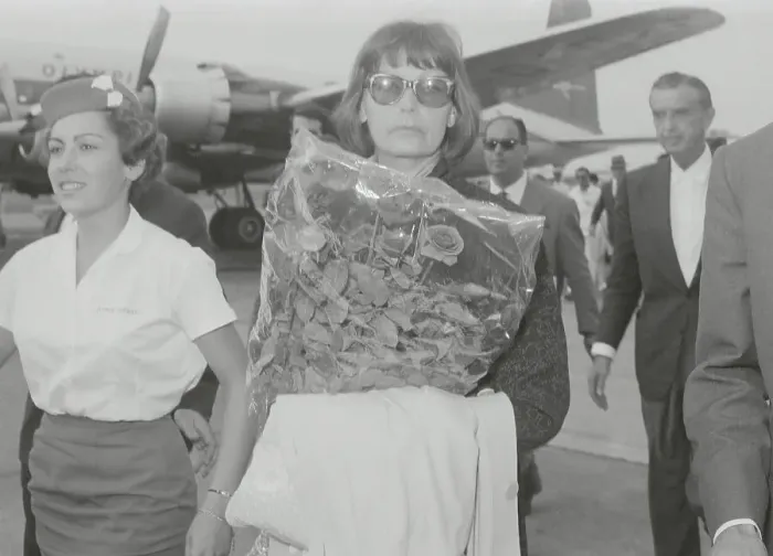 Framed Print : Actress Greta Garbo Strolling at Airport Framed Print : Actress Greta Garbo Strolling at Airport