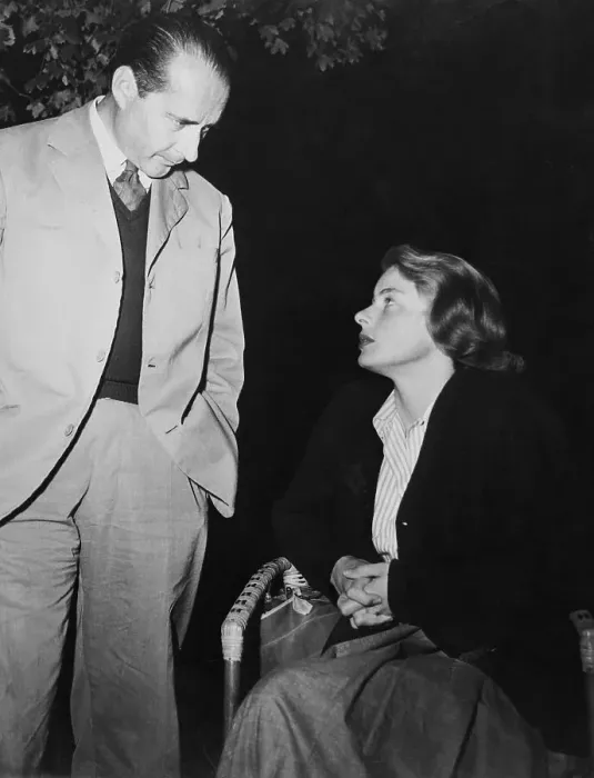 Framed Print : Actress Ingrid Bergman Conversing with Roberto Rossellini