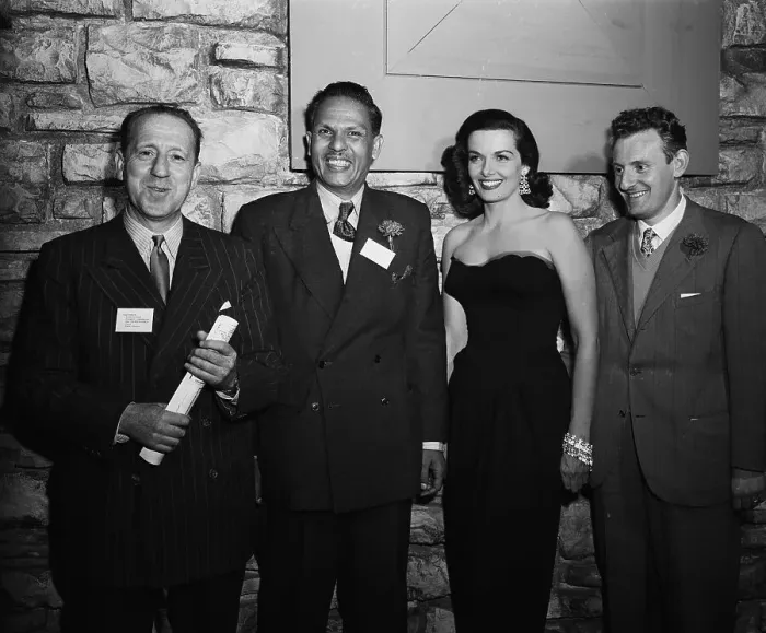 Framed Print : Actress Jane Russell with Visiting Journalists Framed Print : Actress Jane Russell with Visiting Journalists