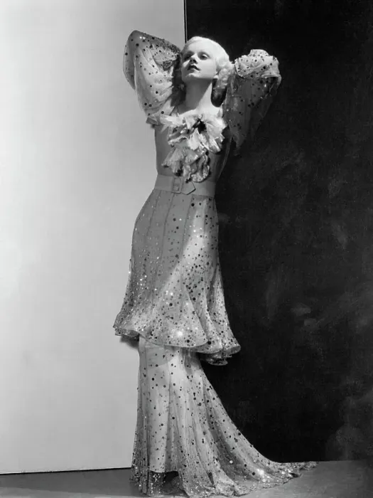 Framed Print : Actress Jean Harlow Posing in Fashionable Dress