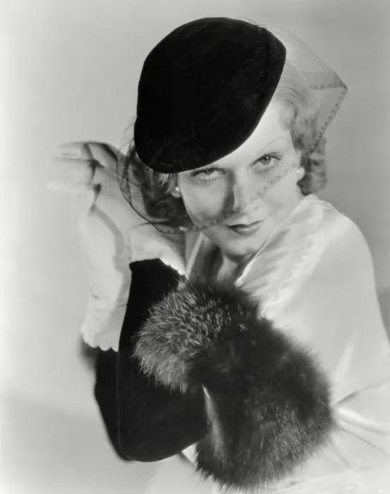 Framed Print : Actress Jean Harlow Posing in Hat with Clasped Hands