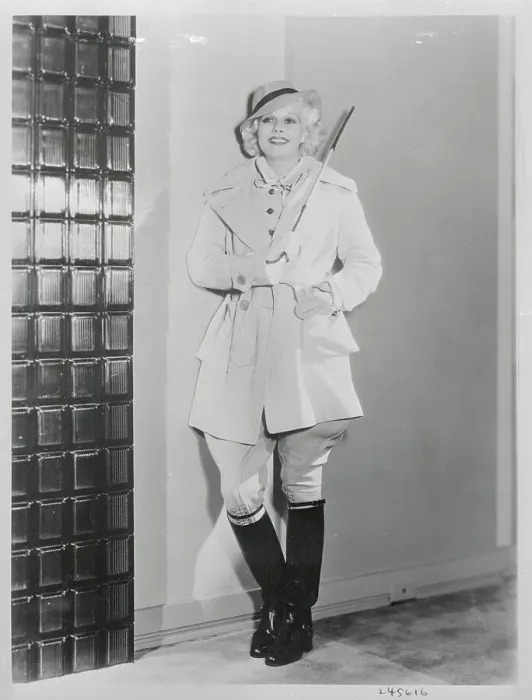 Framed Print : Actress Jean Harlow Posing in Riding Suit Framed Print : Actress Jean Harlow Posing in Riding Suit