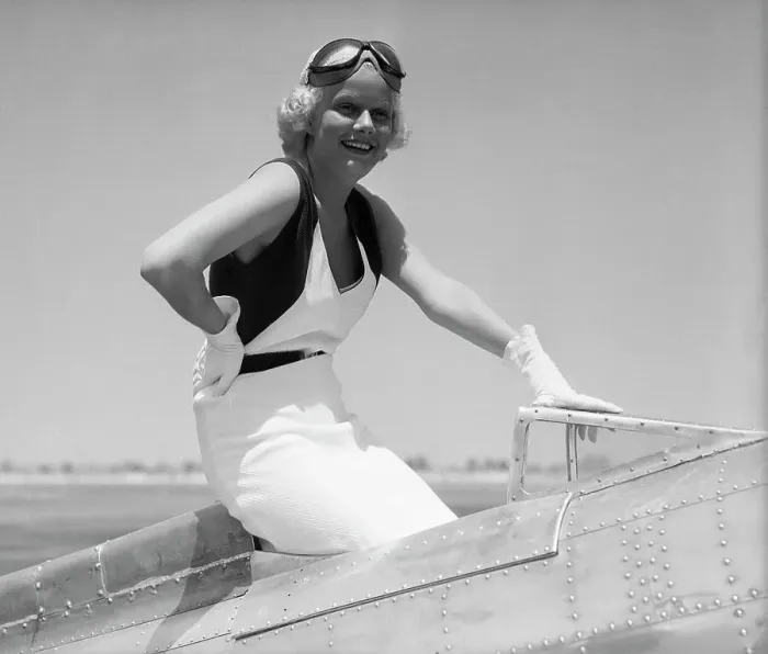 Framed Print : Actress Jean Harlow in Racing Plane Framed Print : Actress Jean Harlow in Racing Plane