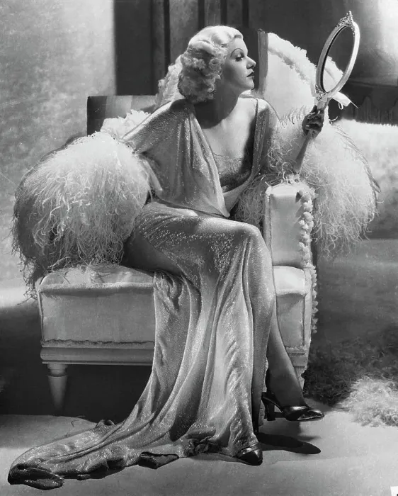 Framed Print : Actress Jean Harlow at Vanity Table