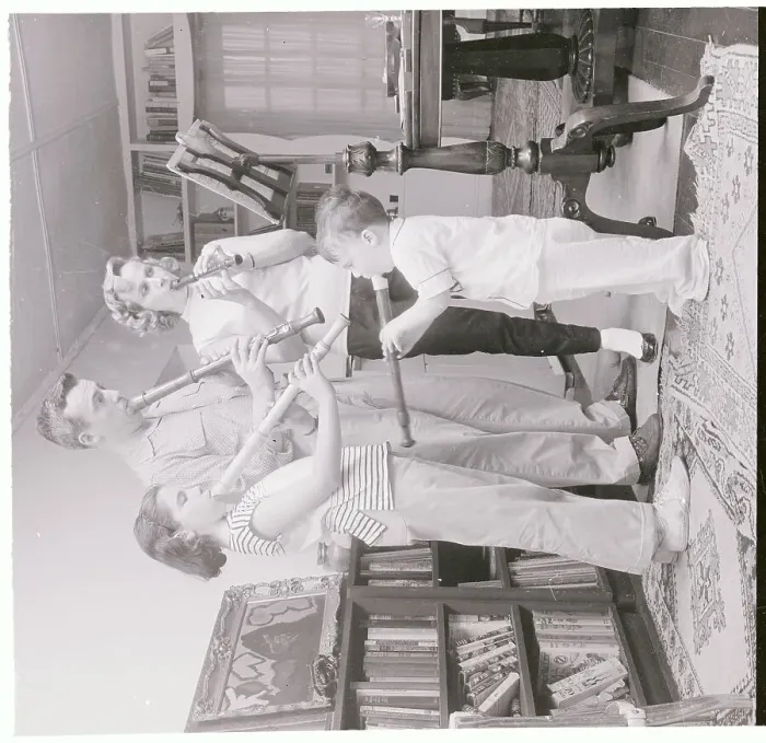 Framed Print : Actress Kim Hunter and Family Playing Recorders Framed Print : Actress Kim Hunter and Family Playing Recorders
