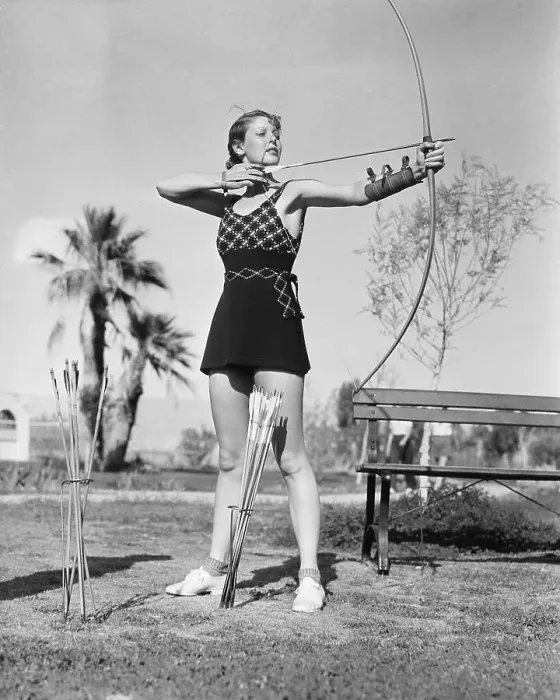 Framed Print : Actress Loretta Young Aiming Bow and Arrow Framed Print : Actress Loretta Young Aiming Bow and Arrow