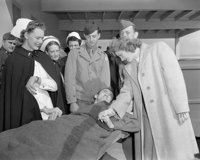 Framed Print : Actress Lucille Ball Visiting Injured Soldier Framed Print : Actress Lucille Ball Visiting Injured Soldier