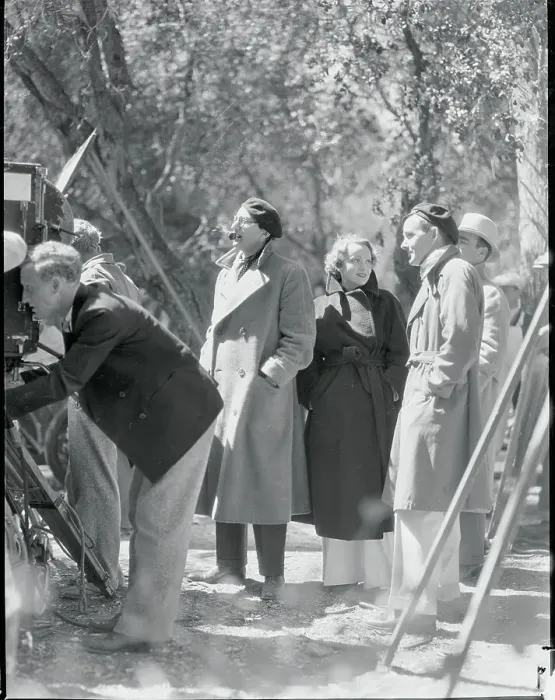 Framed Print : Actress Marlene Dietrich Filming on Site with Crew Framed Print : Actress Marlene Dietrich Filming on Site with Crew