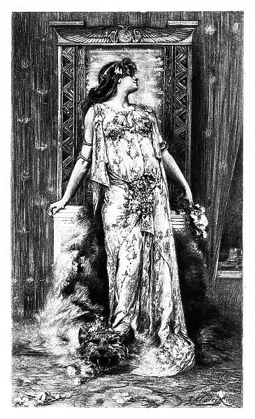 Actress Sarah Bernhardt engraving 1894