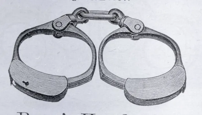 Framed Print : Advertisement for Bean's Police Handcuffs Framed Print : Advertisement for Bean's Police Handcuffs