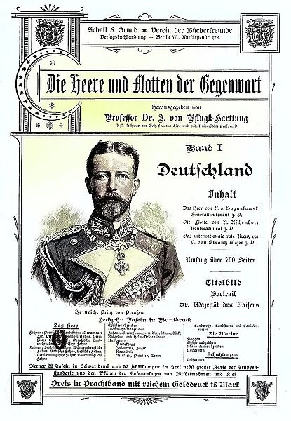 Advertisement for the book The Armies and Fleets of the Present with the portrait of Prince Frederick Henry Ludwig of Prussia or Prince Frederick Henry Louis of Prussia, Germany, Historical
