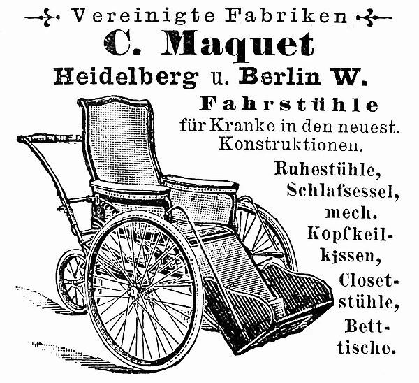 Ad for C. Maquet wheelchairs, Heidelberg, Berlin
