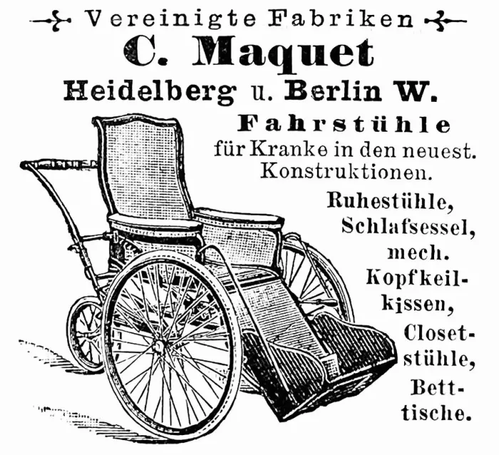 Framed Print : Ad for C. Maquet wheelchairs, Heidelberg, Berlin Framed Print : Ad for C. Maquet wheelchairs, Heidelberg, Berlin