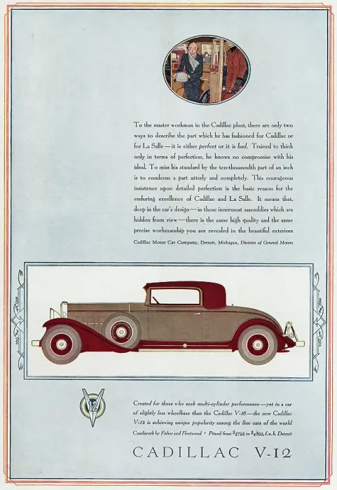 Framed Print : Advertisement for Cadillac V-12 Framed Print : Advertisement for Cadillac V-12