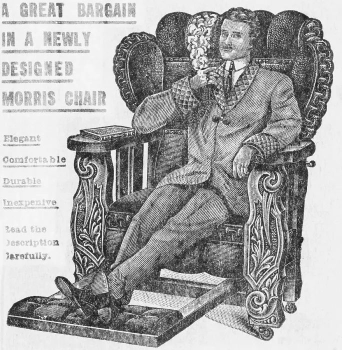 Framed Print : Advertisement for a Chair with Man Smoking While Reclining Framed Print : Advertisement for a Chair with Man Smoking While Reclining
