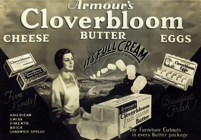 Framed Print : Advertisement for Cloverbloom Milk and Butter Products Framed Print : Advertisement for Cloverbloom Milk and Butter Products