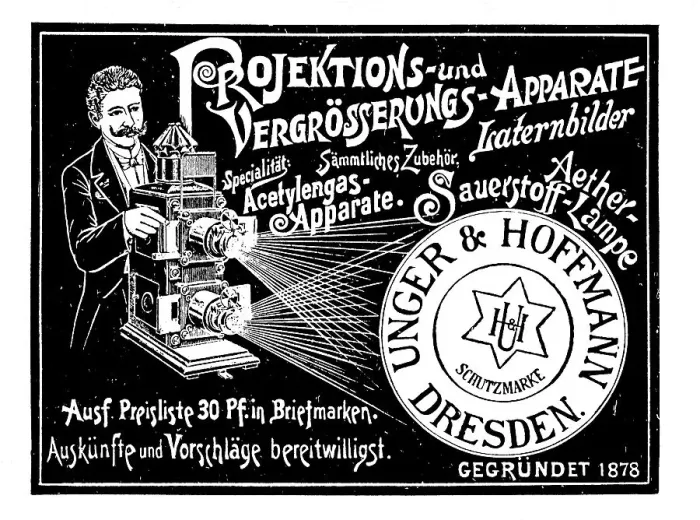 Framed Print : Advertisement of the company Unger und Hoffmann for projection devices and enlargers, lantern pictures and oxygen lamps, 1890, Germany, Historic, digitally restored reproduction of an original from the 19th century, exact original date not known Framed Print : Advertisement of the company Unger und Hoffmann for projection devices and enlargers, lantern pictures and oxygen lamps, 1890, Germany, Historic, digitally restored reproduction of an original from the 19th century, exact original date not known