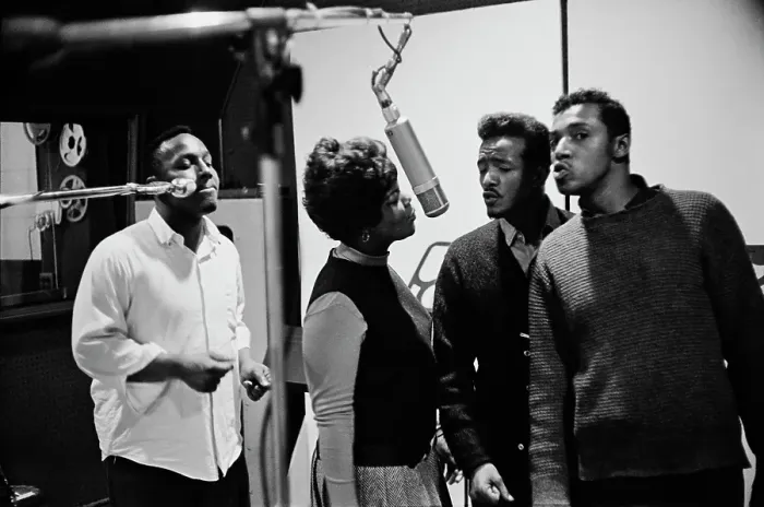 Framed Print : Ad Libs. American vocal group the Ad Libs recording their follow-up single Framed Print : Ad Libs. American vocal group the Ad Libs recording their follow-up single