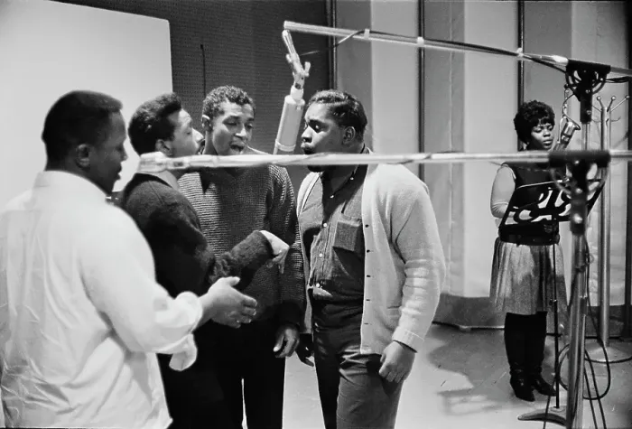 Framed Print : Ad Libs. American vocal group the Ad Libs recording their follow-up single Framed Print : Ad Libs. American vocal group the Ad Libs recording their follow-up single