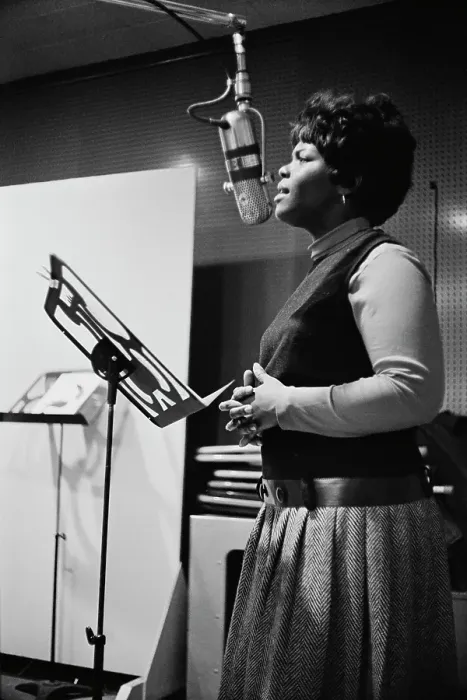 Framed Print : Ad Libs. Singer Mary Ann Thomas of American vocal group the Ad Libs recording Framed Print : Ad Libs. Singer Mary Ann Thomas of American vocal group the Ad Libs recording